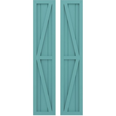 Ekena Millwork Americraft 3-Board Wood 2 Equal Panel Frmd Board-n-Batten Shutters w/Dbl Z-Bar, ARW102BF311X71PTH, PR ARW102BF311X71PTH